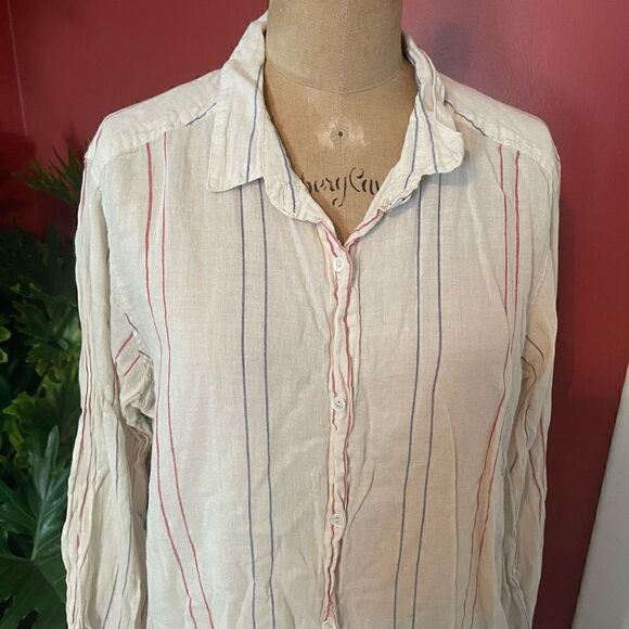 VELVET by GRAHAM & SPENCER | light weight striped casual button down L - Picture 2 of 9